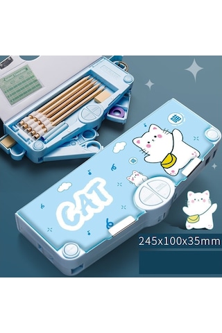 Şık Ve Dayanıklı Okul Çantası Kalem Kutusu - Öğrenciler İçin Pratik Mavi Kırtasiye Aksesuarı MAvi