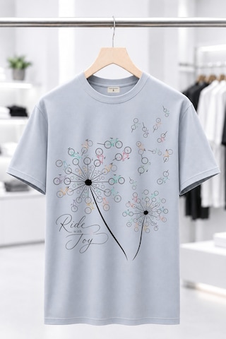 Bayloranzzo Ride With Joy %100 Pamuk Heavy Cotton Premium Kalite Kadın Tişört Gri