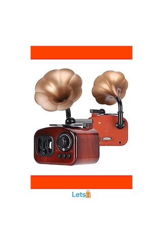 Ahşap Retro Görünümlü Gramofon Müzik Kutusu