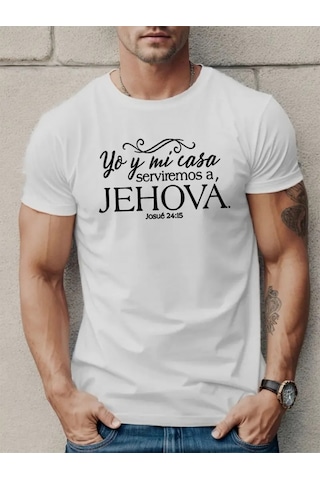 Suma Erkek Klasik Kalıp Süprem T-shirt Jehova Baskılı Beyaz