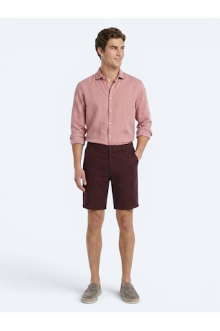Kip Bordo Düz Dokuma Jogging Fit Casual Pamuk Karışımlı Bermuda