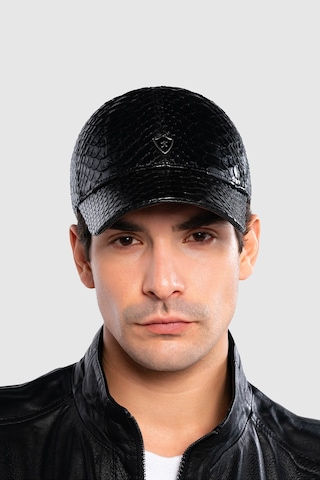 Tamer Tanca Erkek Hakiki Deri Siyah Şapka 524 Yln Sapka Sk20-21 Sıyah Yılan Siyah