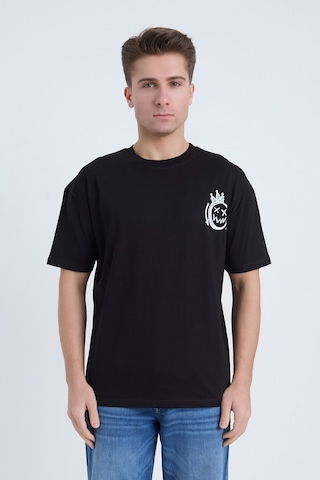 Velvoria Unisex Oversize Streetwear Baskılı Siyah Renk T-shirt