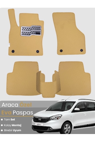 Dacia Lodgy 5 Kişilik 2012-2022 Uyumlu Eva Paspas Tam Set Araca Özel,su Geçirmez,kolay Montaj