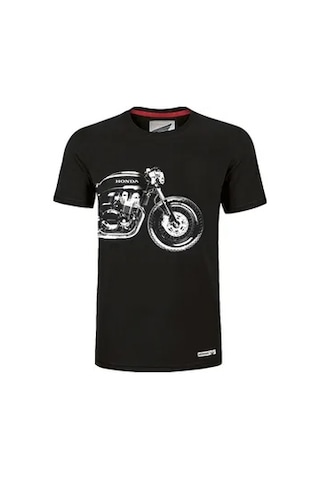 Honda Motosiklet Çizimli Siyah Tshırt