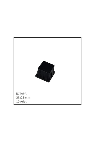 Plastik İç Tapa, Profil Tapası, Kare, Siyah, 25x25 Mm 10 Adet Siyah