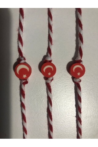 3 Adet Ayyıldızlı Marteniçka Bileklik Kırmızı - Beyaz