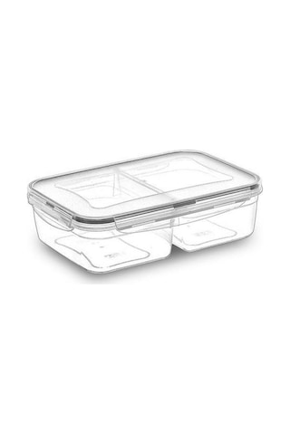 2 Bölmeli 1+1 Litre Kilitli Kapaklı Erzak Saklama Kabı Lc-525 Şeffaf