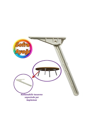 Katlanabilir Beyaz Yer Sofra Ayağı Katlanır Yer Sofrası Sini Altı Plastik Ayak 22 Cm