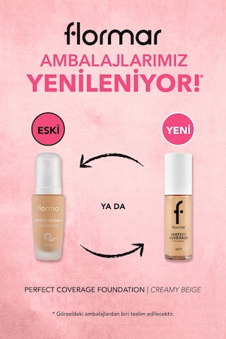 Flormar Perfect Coverage Yoğun Kapatıcı Su Bazlı Fondöten (Sıcak Alt Ton) -103 Creamy Beige -8682536058186