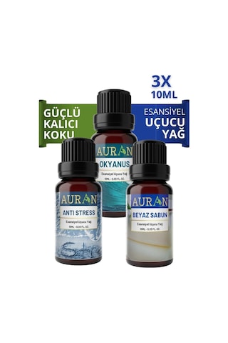 Auran + Beyaz Sabun + Okyanus Saf Esansiyel Uçucu Yağı 3 x 10 ML