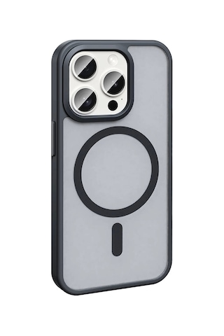 Apple Uyumlu iPhone 15 Pro Kılıf Magsafe Şarj Özellikli Mat Arka Yüzey Redclick Sio Kapak - Siyah