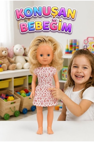 Alya Türkçe Konuşan Etkileşimli Eğitici Oyuncak Bebek 40 Cm Kafası Ve Kolları Et Bebek 09890228