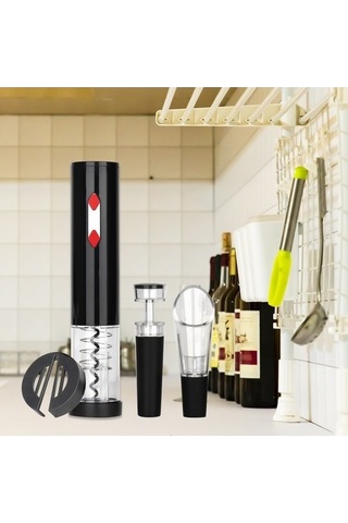 Ulzyvf Createtech Vakum Tirbuşon Tıpa Sürümü Şarap Açacağı Otomatik Elektrikli Mutfak Evi Parti Düğün Bar Kırmızı Şarap Poker Kesici Folyo Dökücü Qo Siyah/ Siyah