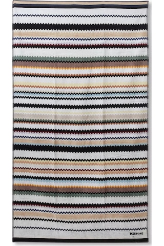 Missoni Home Curt Plaj Havlusu, Pamuklu, Zikzak Desenli, Şık Bej L - Xl