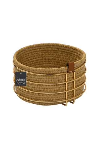 Altın Yuvarlak Ekmek Sepeti Şık,ekmeklik Kahve Hasır Örmeli Makrome-çok Amaçlı Metal Paslanmaz Altın