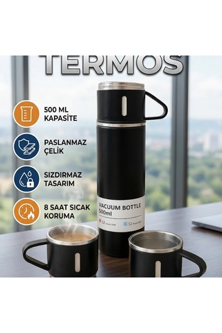500 Ml Paslanmaz Çelik Termos Vakum Yalıtımlı, Sızdırmaz, 8 Saat Isı Koruma Çok Renkli