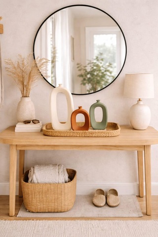 Modern Beton Dekoratif Vazo Seti 3 Lü Bohem & Minimal Tasarım 35 Cm 21 Cm 18 Cm Beyaz-adaçayı-tarçın