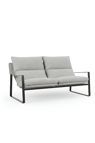 Sller Modern İkili Koltuk - Loft Tasarım Teddy/kumaş Bahçe Ve Balkon Kanepesi - Metal İskeletli 130 Cm Gri