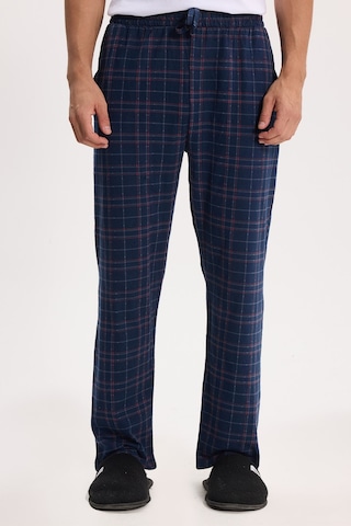 Tudors Erkek Standart Fit Normal Kesim Pamuklu Kareli Beli Bağcıklı Cepli Lacivert Pijama Altı-51259