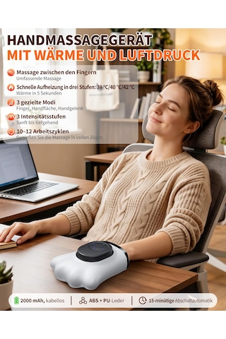 Decohome El Tipi Masaj Cihazı, Isı Ve Hava Sıkıştırmalı, Kablosuz