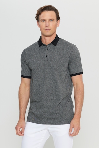 AC&Co / Altınyıldız Classics Erkek Sıyah Pamuklu Comfort Fit Rahat Kesim Polo Yaka Jakarlı Tişört Siyah