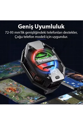 -2 Derece Turbo Telefon Soğutucu Fan Oyun Yayıncı Youtuber İçin Telefon Soğutucu Memo