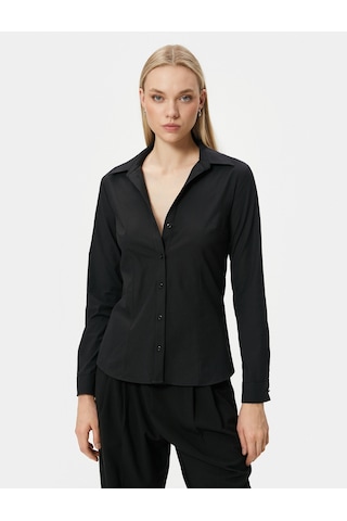 Koton Slim Fit Gömlek Uzun Kollu Düğmeli Siyah 4sak60029uw 4SAK60029UW999 Siyah