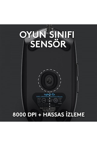 LOGITECH G G102 LIGHTSYNC 8000-DPI RGB OYUNC   MOUSE 910-005823
