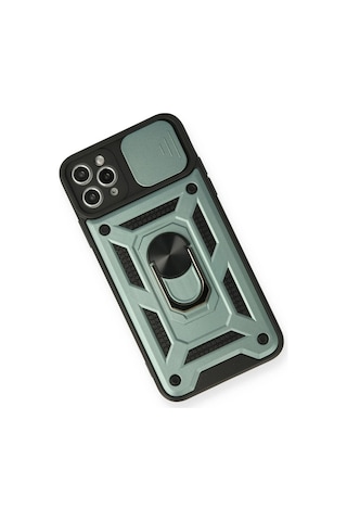 Newface - 425 - iPhone Uyumlu 11 Pro Kılıf Pars Lens Yüzüklü Silikon - Csmo-tex - - Yeşil