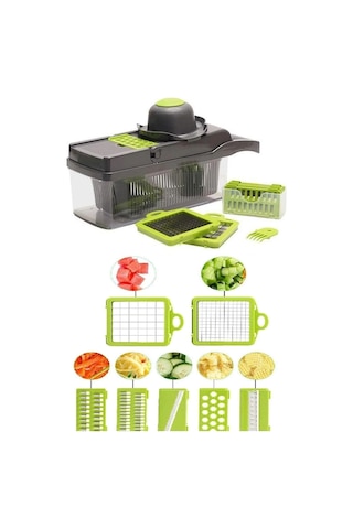 Çok Amaçlı Rende Lüx Küp Rende 13 Parça Hazneli Sebze Doğrayıcı Dicer Dilimleyici Kesici
