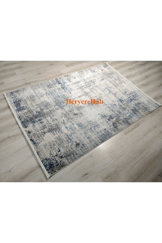 Lagos Lgs 09 Cream Blue Hav Toz Vermez Modern Makine Halısı