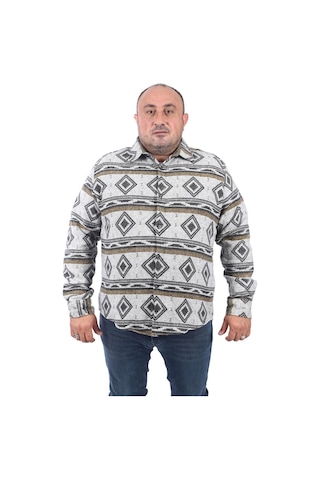 Moc Grande MocGrande Büyük Beden Oduncu Gömlek Gray Wolves 22213