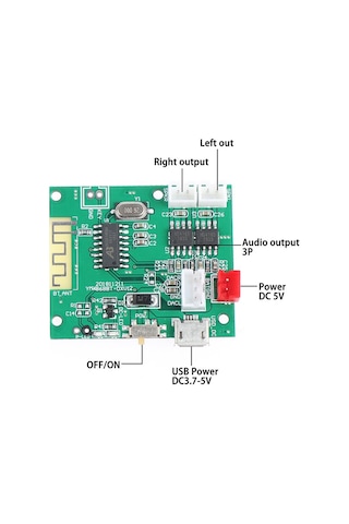 Bluetooth 5.0 Amplifikatör Kartı Mini 5w 2 Stereo Güç Amplifikatörü Dekoder Ses Modülü