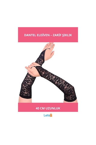 Letsii Parmak Askılı Zarif Dantel Eldiven 40 Cm Çok Renkli