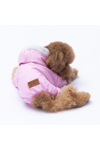 Pettrend Pembe Kürklü Tulum Yağmurluk Küçük Irk Yağmurluk Köpek Kıyafeti