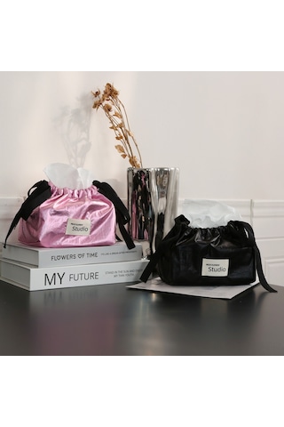 Fosenze Yüksek Kaliteli Poliester Ahşap Kutusu, Ev Ve Araç İçin Çok Amaçlı Dekoratif Tüpler Saklama Çantası, Basit Tasarım, Doğrudan Satış Parlak Gümüş