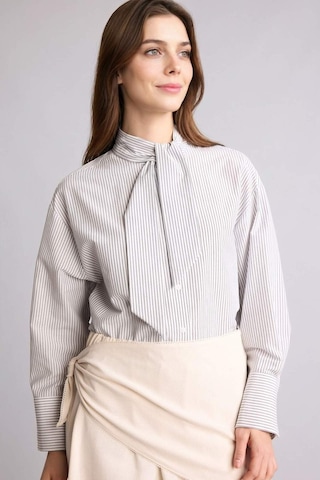 Defacto Relax Fıt Çizgili Poplin Uzun Kollu Tunik H4225ax26spwt32 Beyaz-wt32