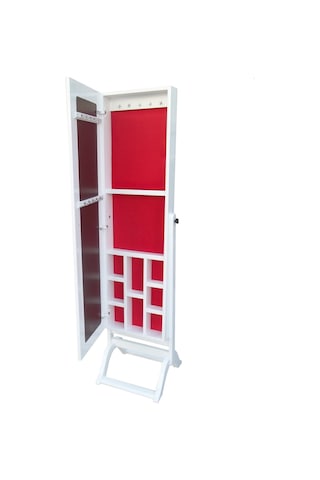 Ankara Mobilya Boy Boya Nature Mdf Ahşap Ayna Takı Dolabı Parlak Beyaz