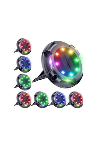 4 Lü Solar Panelli Kazıklı Zemin Solar Ledi 8+4 Led Rgb 1 ADET