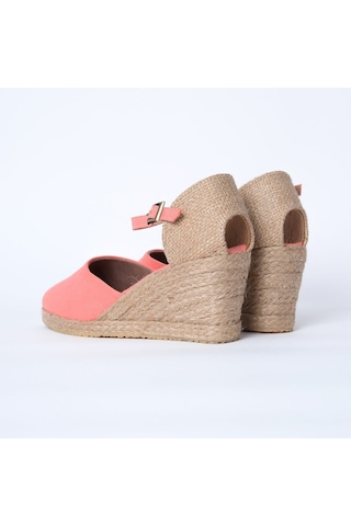 Star Tombis Gerçek Elişi Nar Çiçeği Bilekten Bantlı Topuğu Açık Keten Espadril Dolgu Topuk Handmade Nar Çiçeği Narçiçeği