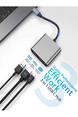 Fh-7 3'ü 1 Arada Usb-c Hub: Usb 3.0, Pd 100w Type-c, 4k/30hz Ultr