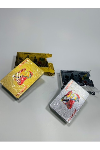 Altın Varak Plastik Iskambil Oyun Kağıdı-Dolar Desenli