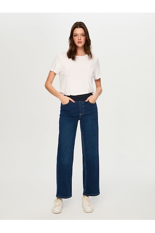 Faik Sönmez Wide Leg Fit Beli Lastikli Rahat Jean Pantolon S26jpn016 Us26jpn01627 İndigo