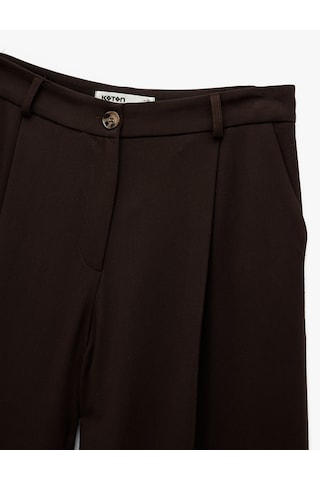 Koton Pile Detaylı Loose Fit Geniş Paça Kumaş Pantolon Kahverengi 6wak40181pw Kahve