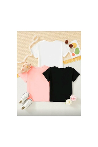 Stil X Yeniz Sezon 3' Lü Takım Kız Çocuk Tshirt, Çok Renkli, %100 Pamuk Çok Renkli-4