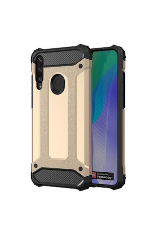 Noktaks - Huawei Uyumlu Huawei Y6p - Kılıf Çift Katman Zırh Tank Crash Military Kapak - Gold