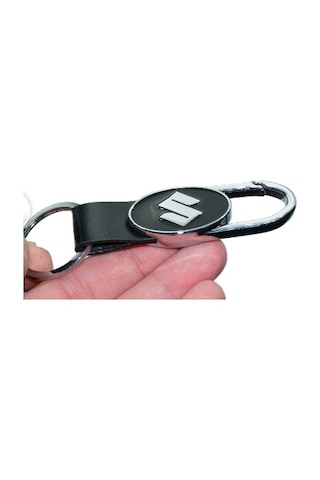 Suzuki Logolu Deri Metal Anahtarlık Siyah