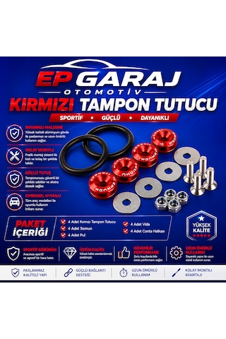 Universal Bütün Araçlara Uyumlu Kırmızı Tampon Tutucu Sportif Ve Dikkat Çekici Tasarım 0000