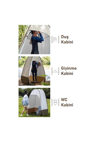 Otomatik Kamp Çadırı -kabin Çadır - Duş / Giyinme / Kamp Tuvalet Çadırı 115x115x190 Bej